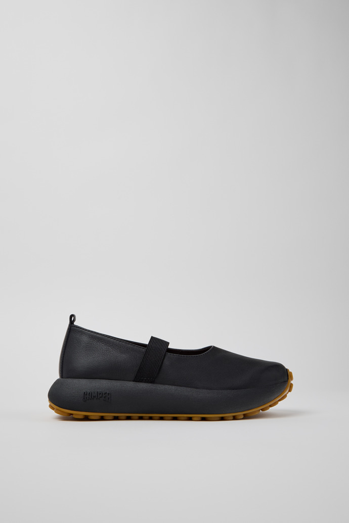 Side view of Pelotas Athens Black Leather Sneakers for Women.