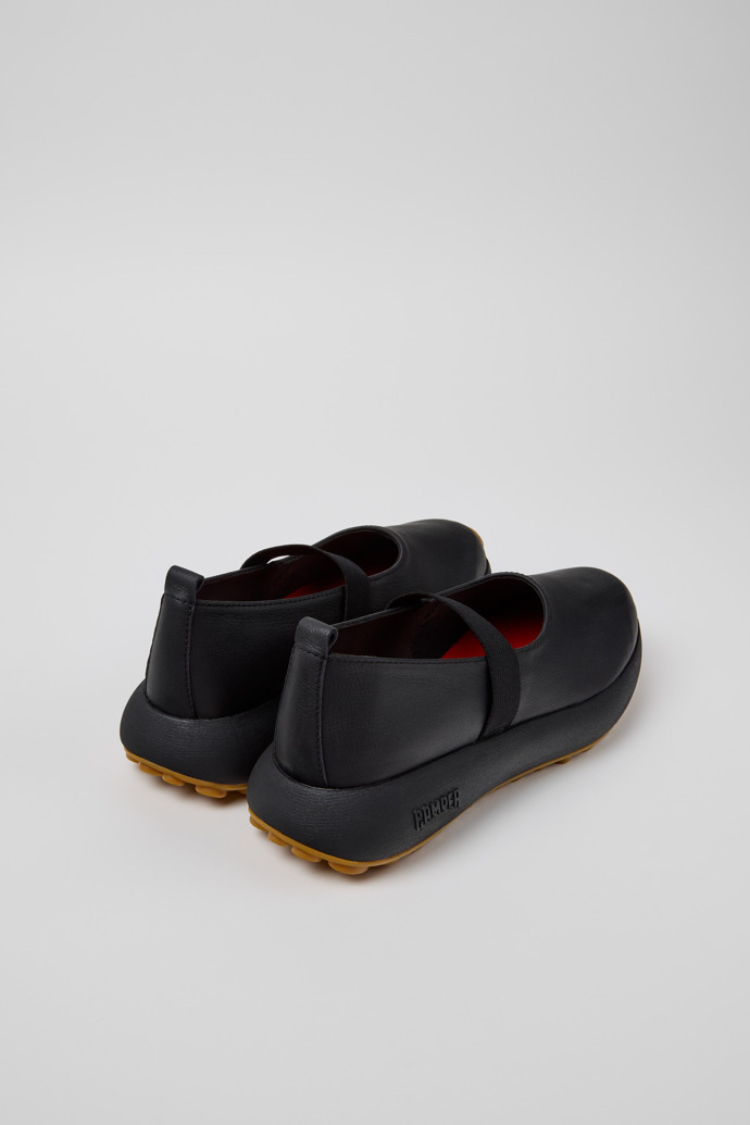 Back view of Pelotas Athens Black Leather Sneakers for Women.