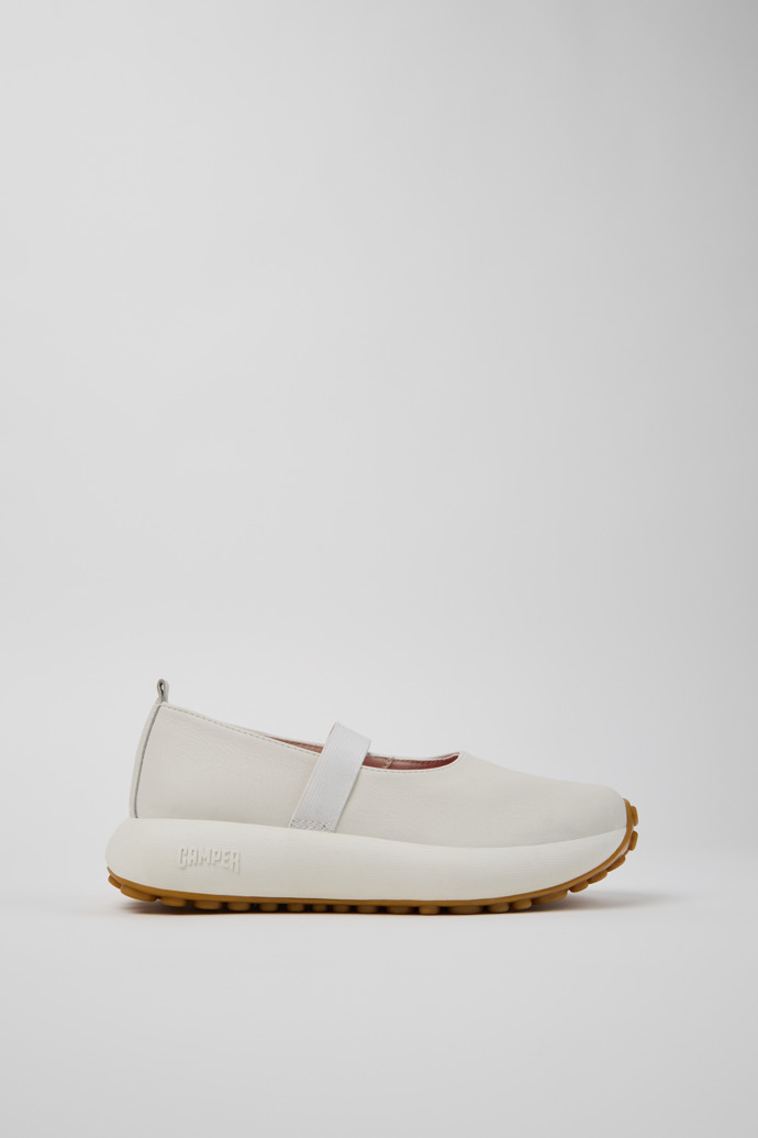 Side view of Pelotas Athens White Leather Moccasins/Ballerinas for Women.