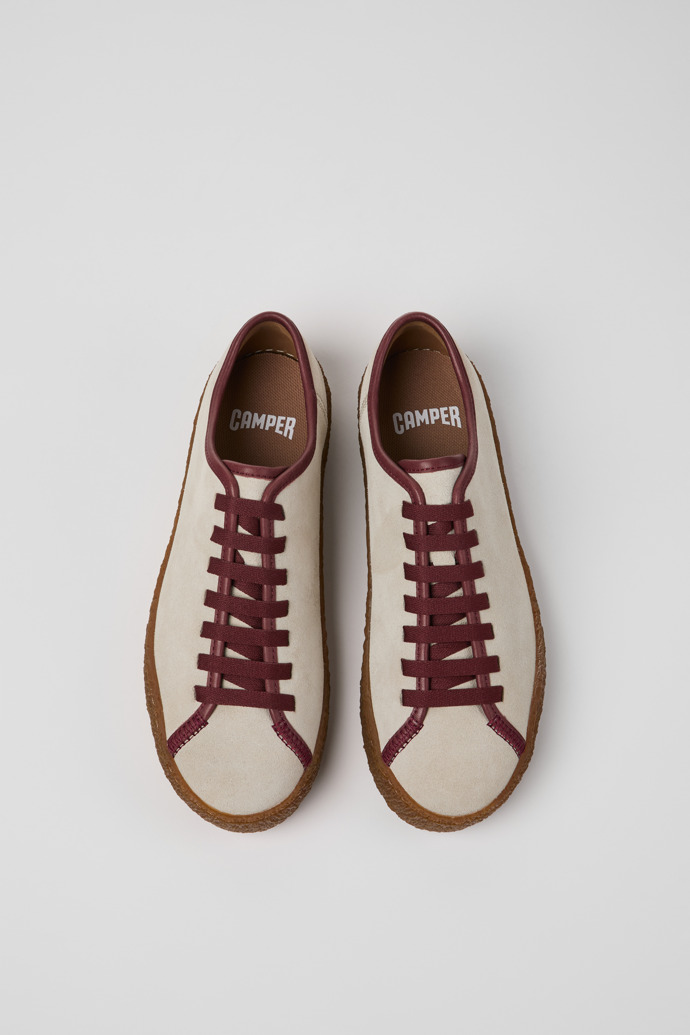 Overhead view of Peu Terreno Beige Suede and Leather Shoes for Women.