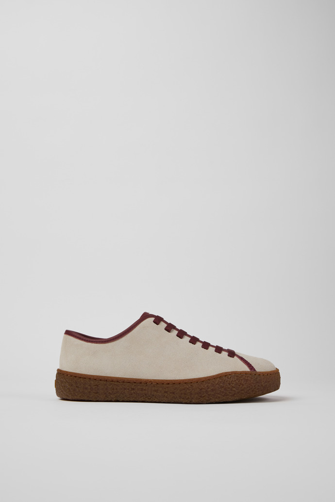 Side view of Peu Terreno Beige Suede and Leather Shoes for Women.