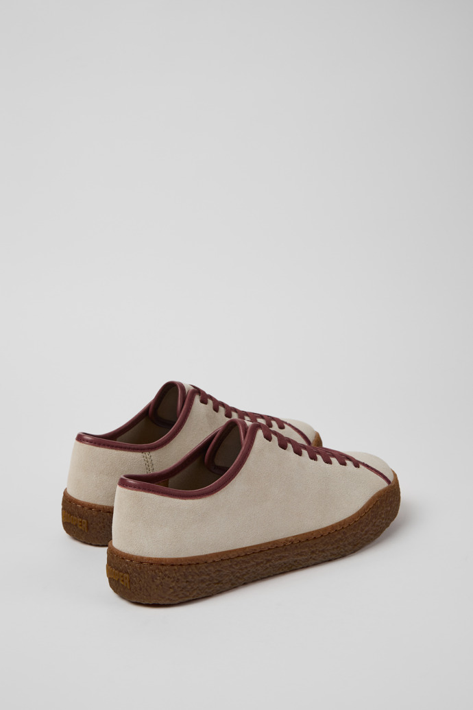 Back view of Peu Terreno Beige Suede and Leather Shoes for Women.