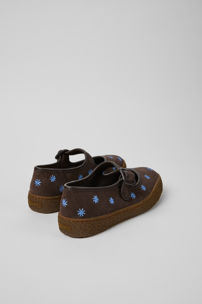 Back view of Peu Terreno Brown Suede and Leather Ballerinas for Women.