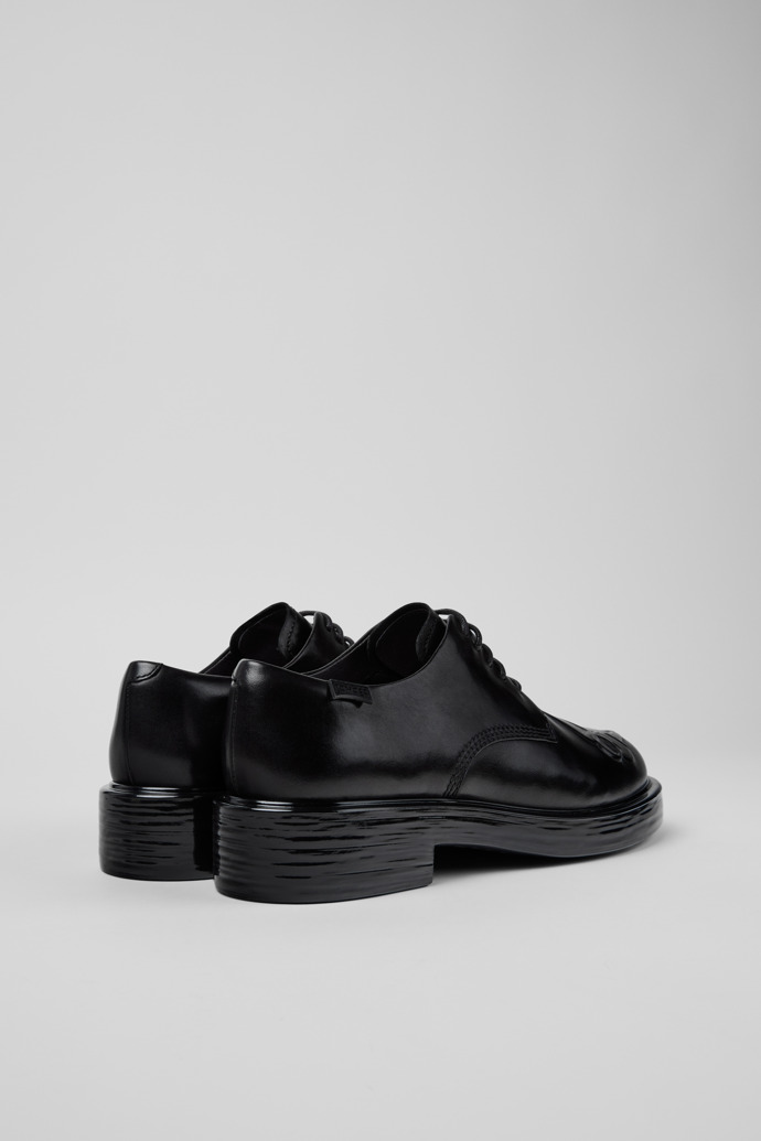 Back view of Twins Black Leather Shoes for Women.