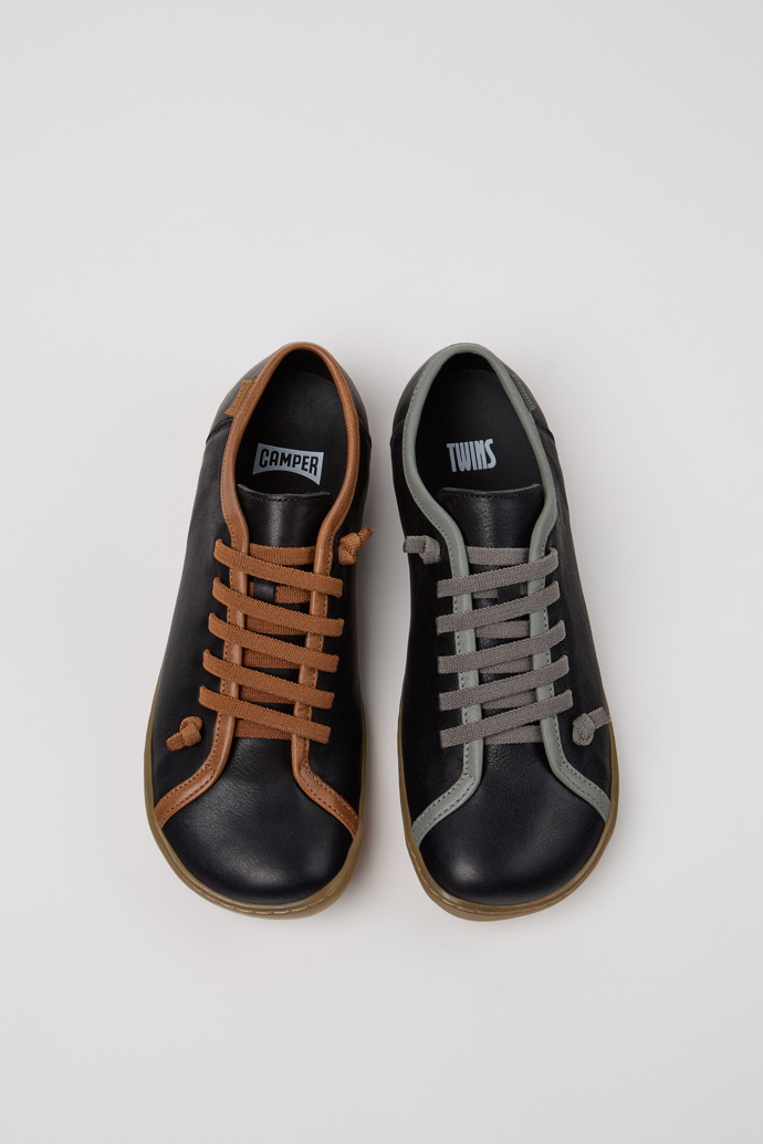 Overhead view of Twins Multicolor Leather Shoes for Women.