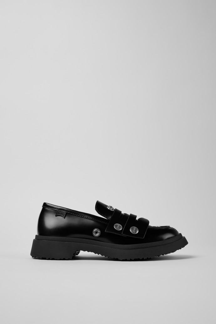 Twins Mocassins en cuir noir pour femme.