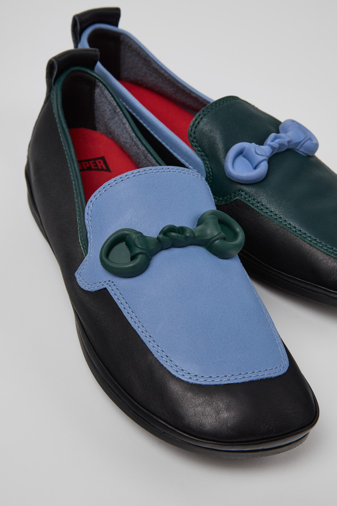 Close-up view of Twins Multicolor Leather Ballerinas for Women.