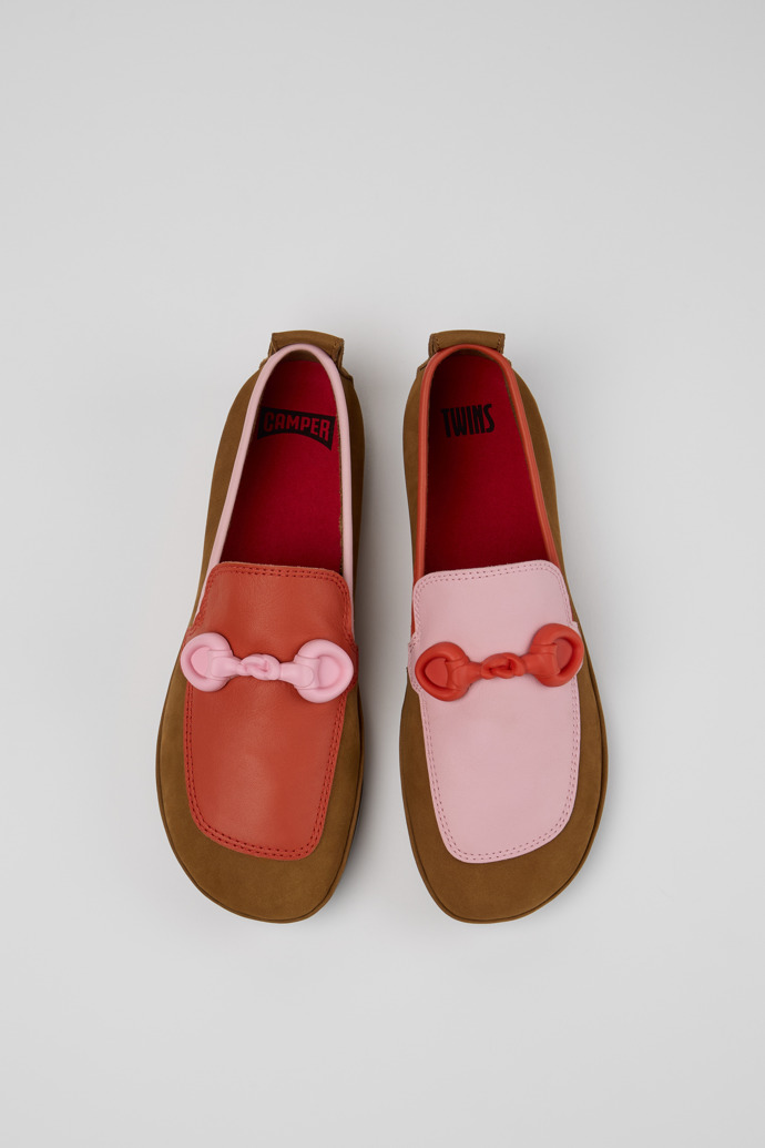 Overhead view of Twins Multicolor Nubuck and Leather Ballerina for Women.