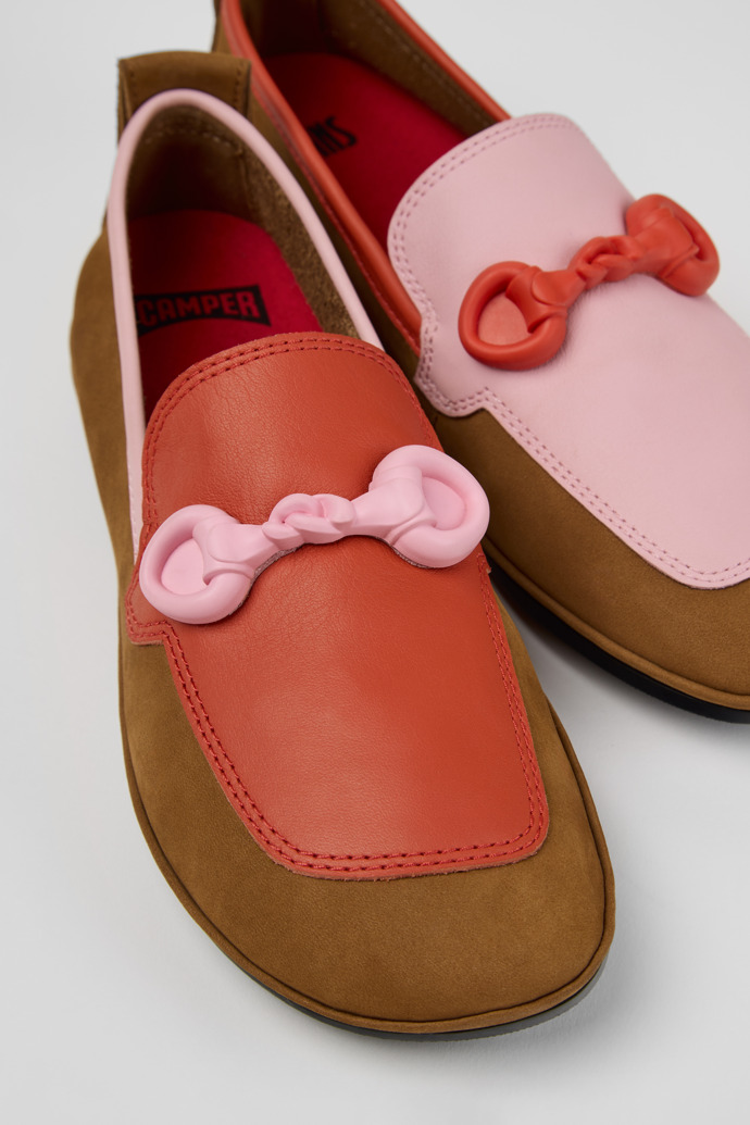 Close-up view of Twins Multicolor Nubuck and Leather Ballerina for Women.