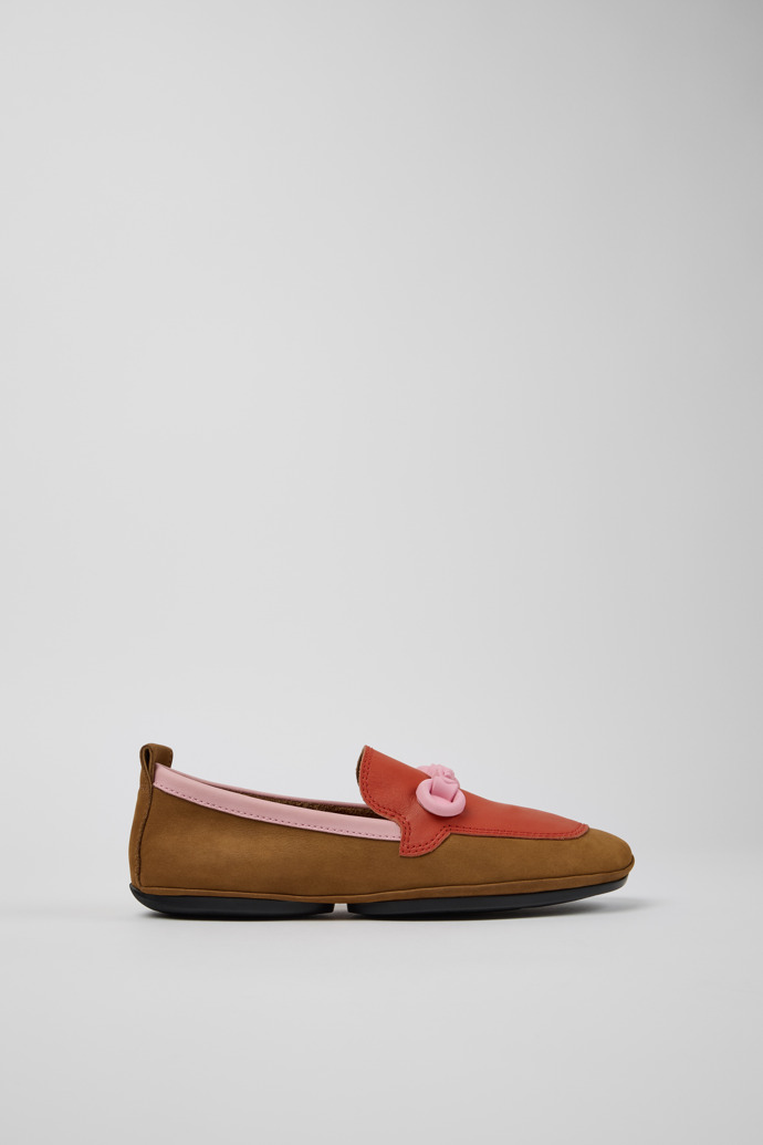 Side view of Twins Multicolor Nubuck and Leather Ballerina for Women.