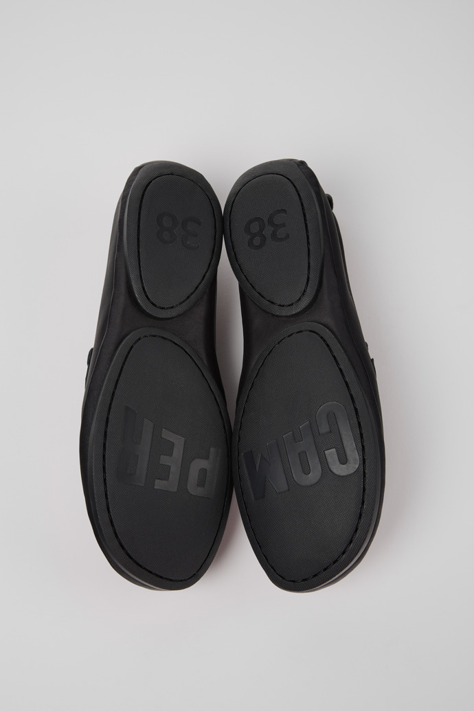 The soles of Right Nina Black Leather Ballerinas for Women.