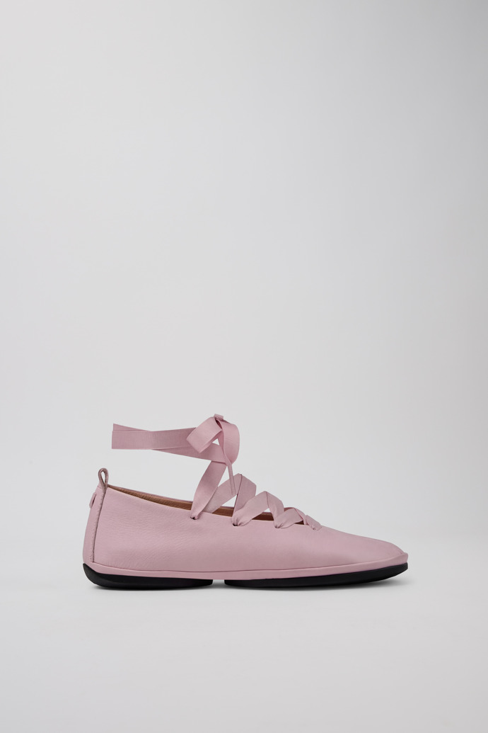 Side view of Right Nina Pink Leather Ballerinas for Women.