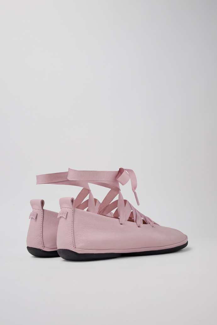 Back view of Right Nina Pink Leather Ballerinas for Women.