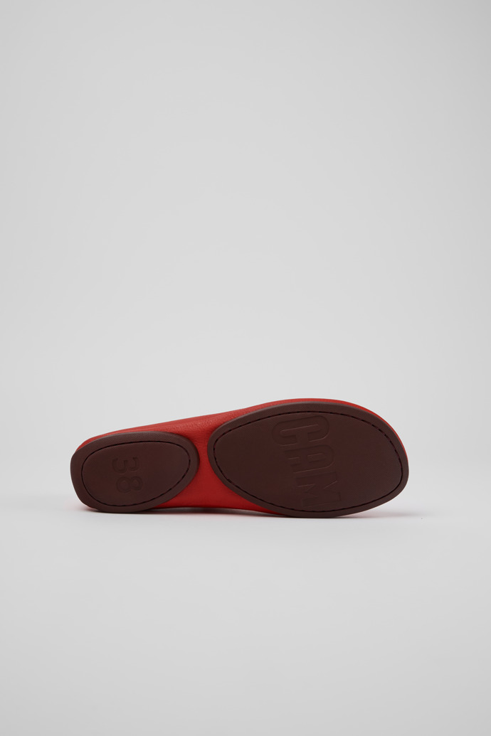 The soles of Right Nina Red Leather Ballerinas for Women.