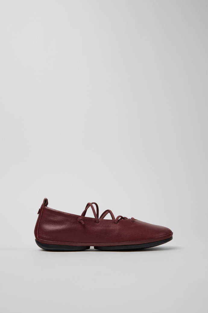 Side view of Right Nina Burgundy Leather Ballerinas for Women.