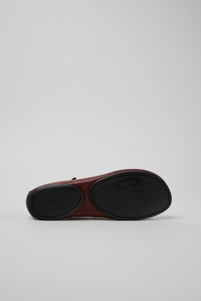 The soles of Right Nina Burgundy Leather Ballerinas for Women.
