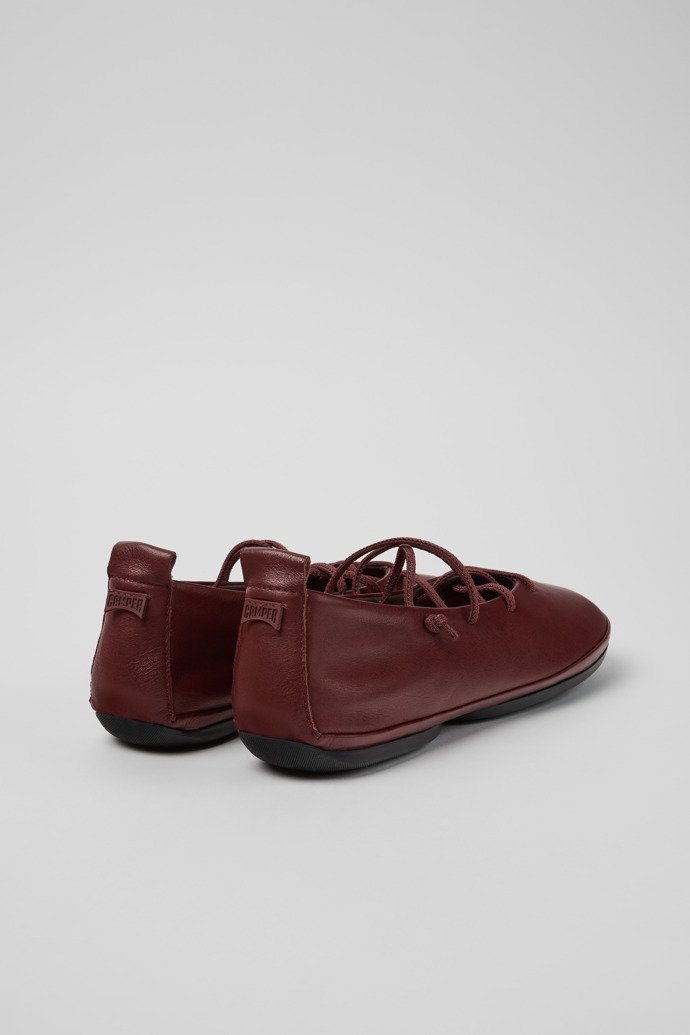 Back view of Right Nina Burgundy Leather Ballerinas for Women.