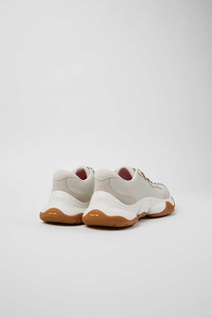 Back view of Karst 2 White and Gray Leather Sneakers for Women.