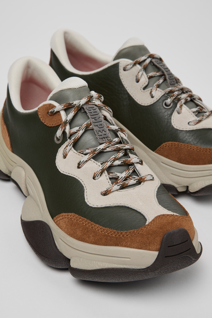 Close-up view of Karst 2 Multicolor Leather and Nubuck Sneakers for Women.