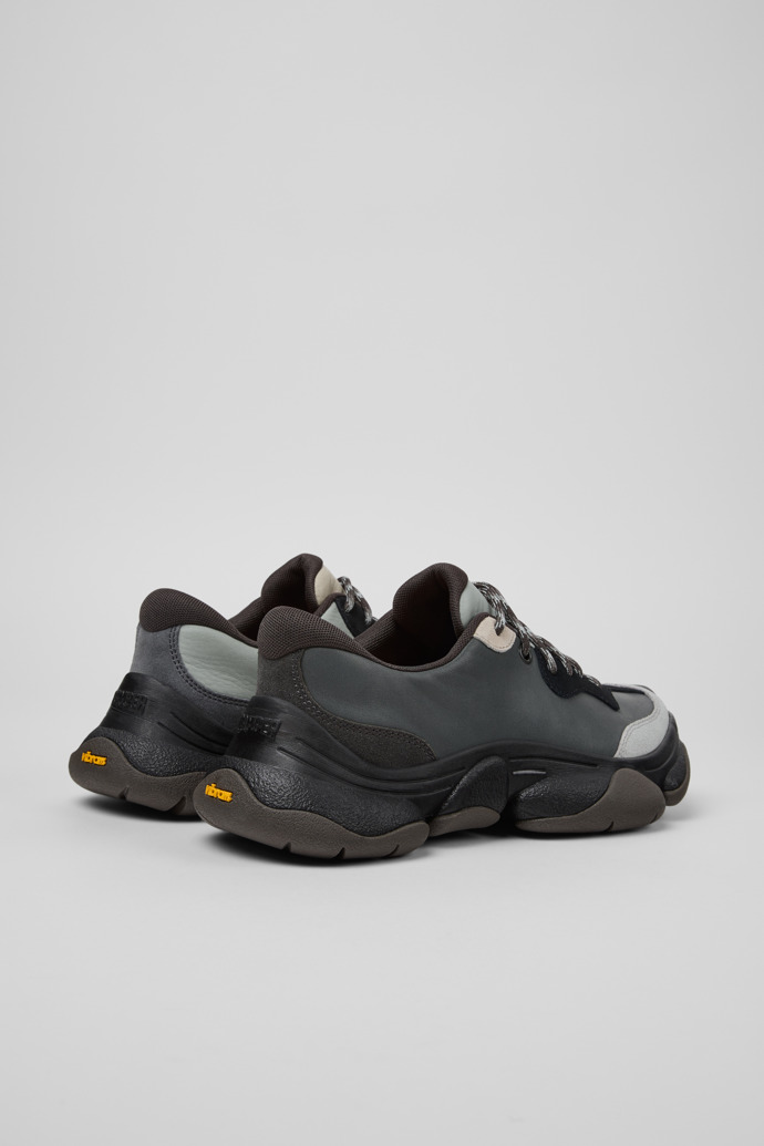 Back view of Twins Gray and Black Leather and Nubuck Sneakers for Women.