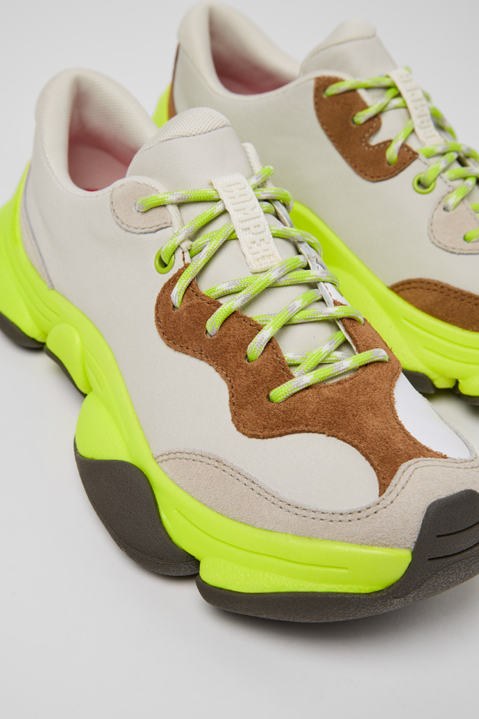 Close-up view of Twins Multicolor Leather Sneakers for Women.