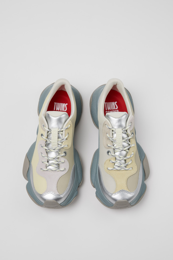Overhead view of Twins Multicolor Leather Sneakers for Women.