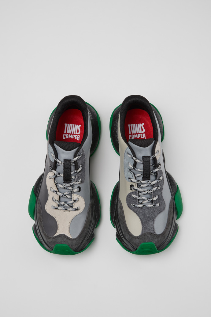 Overhead view of Twins Multicolor Leather and Nubuck Sneakers for Women.