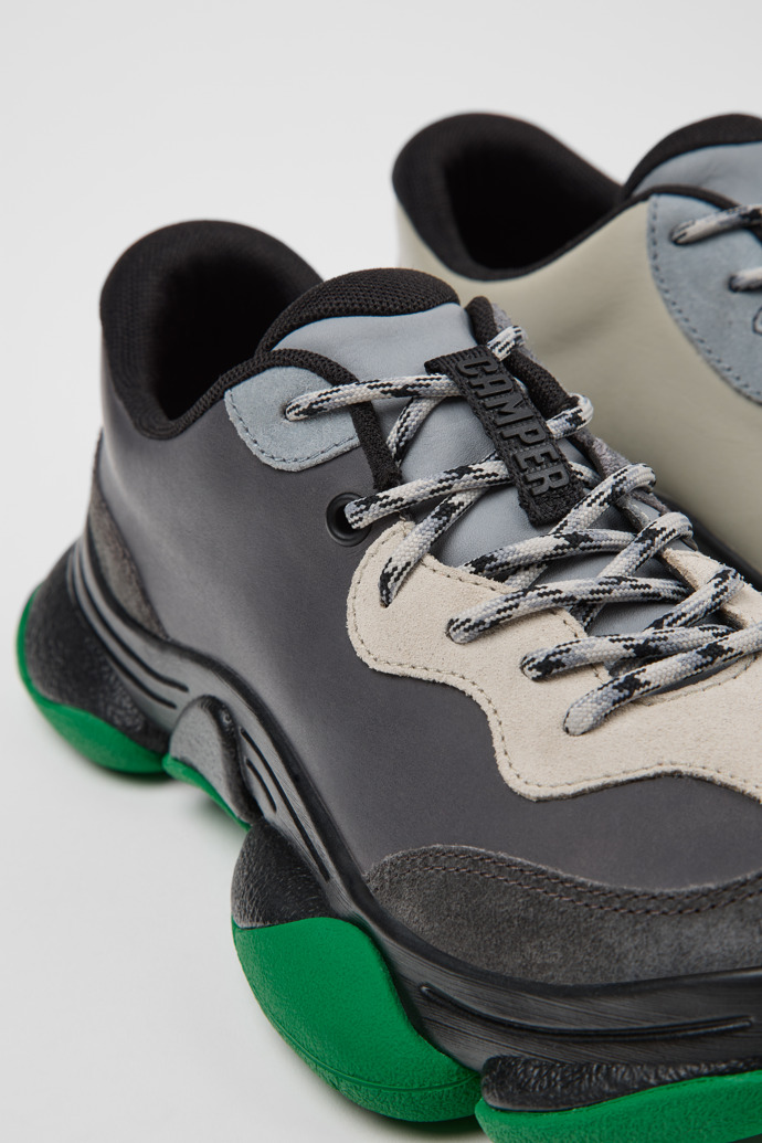 Close-up view of Twins Multicolor Leather and Nubuck Sneakers for Women.