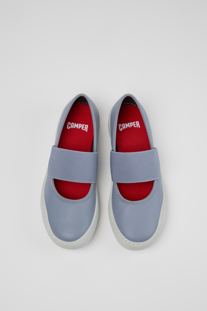 Overhead view of Peu Touring Blue Leather Ballerinas for Women.