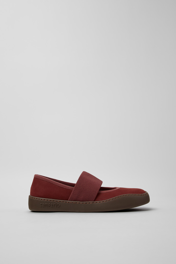 Peu Touring Burgunderrote Nubuk-Ballerinas für Damen.