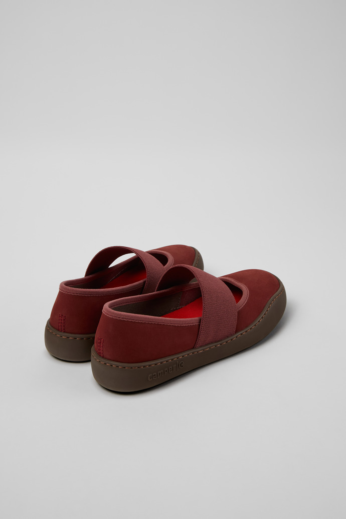 Peu Touring Burgunderrote Nubuk-Ballerinas für Damen.