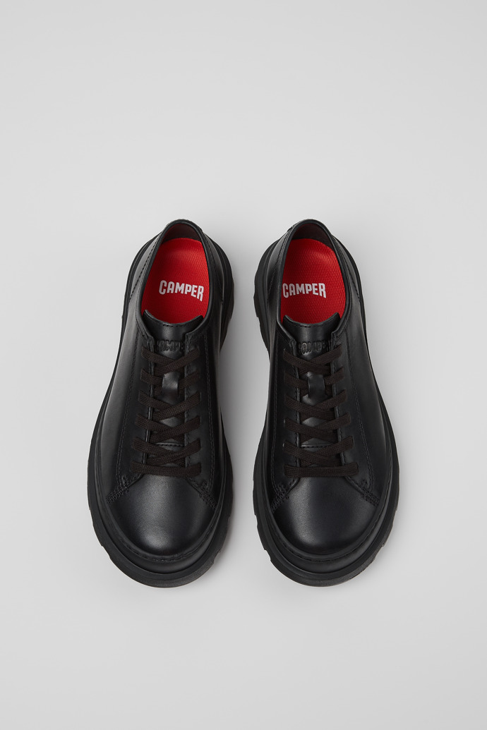 Overhead view of Brutus+ Black Leather Shoes for Women.