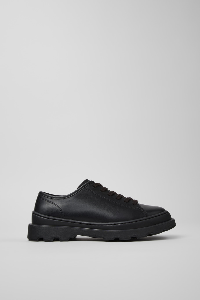 Side view of Brutus+ Black Leather Shoes for Women.