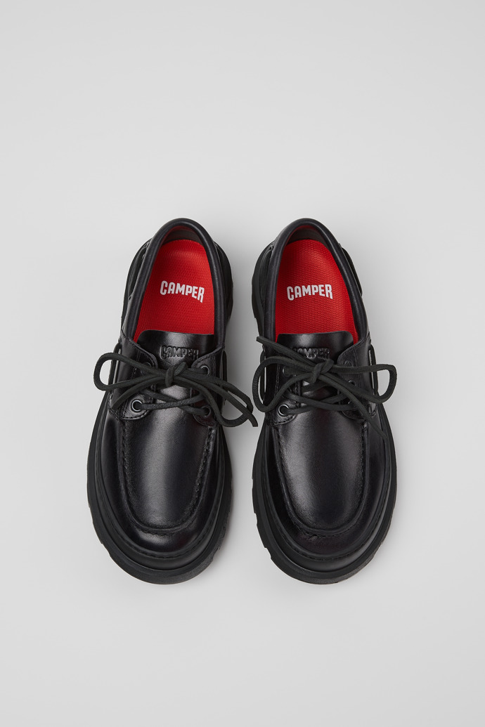 Overhead view of Brutus+ Black Leather Shoes for Women.