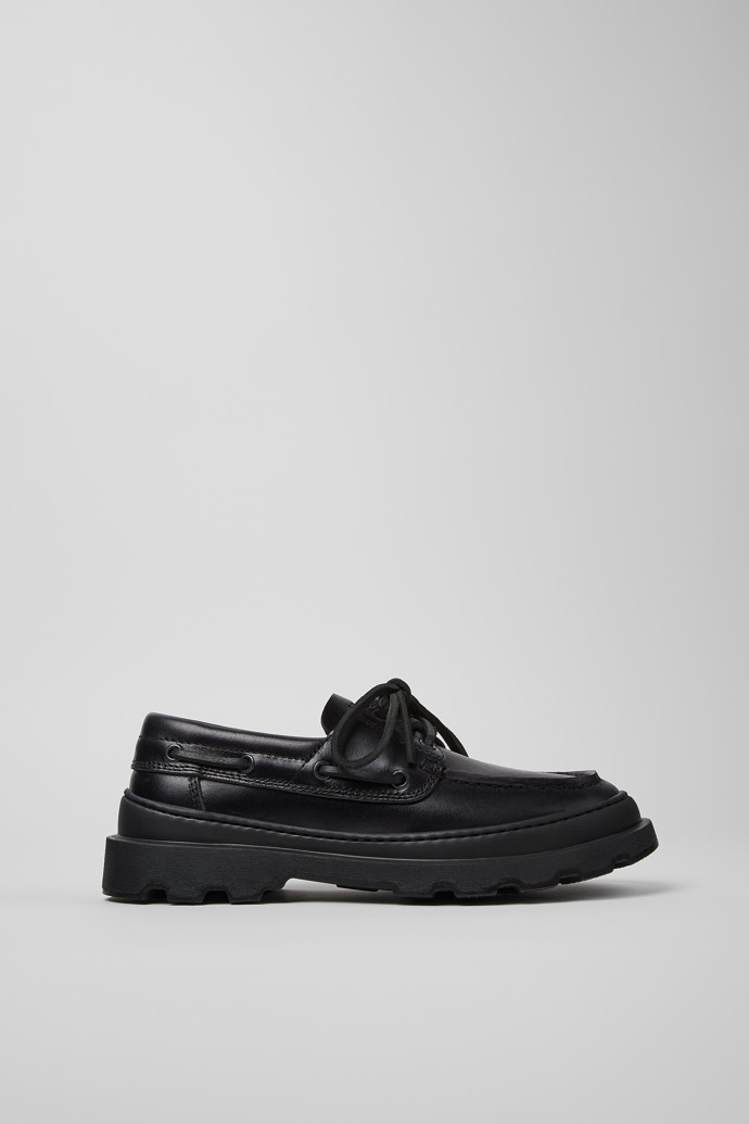 Side view of Brutus+ Black Leather Shoes for Women.