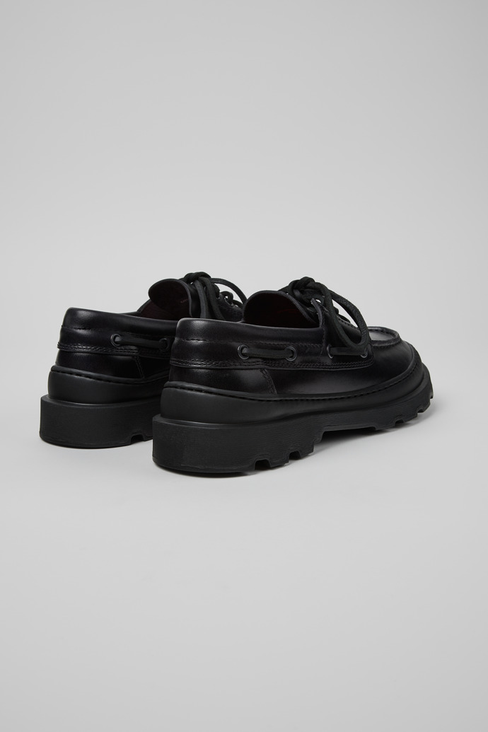 Back view of Brutus+ Black Leather Shoes for Women.