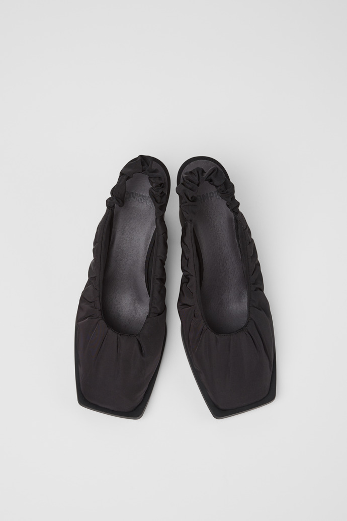 Overhead view of Karole Black Textile Semi-Open Shoes for Women.