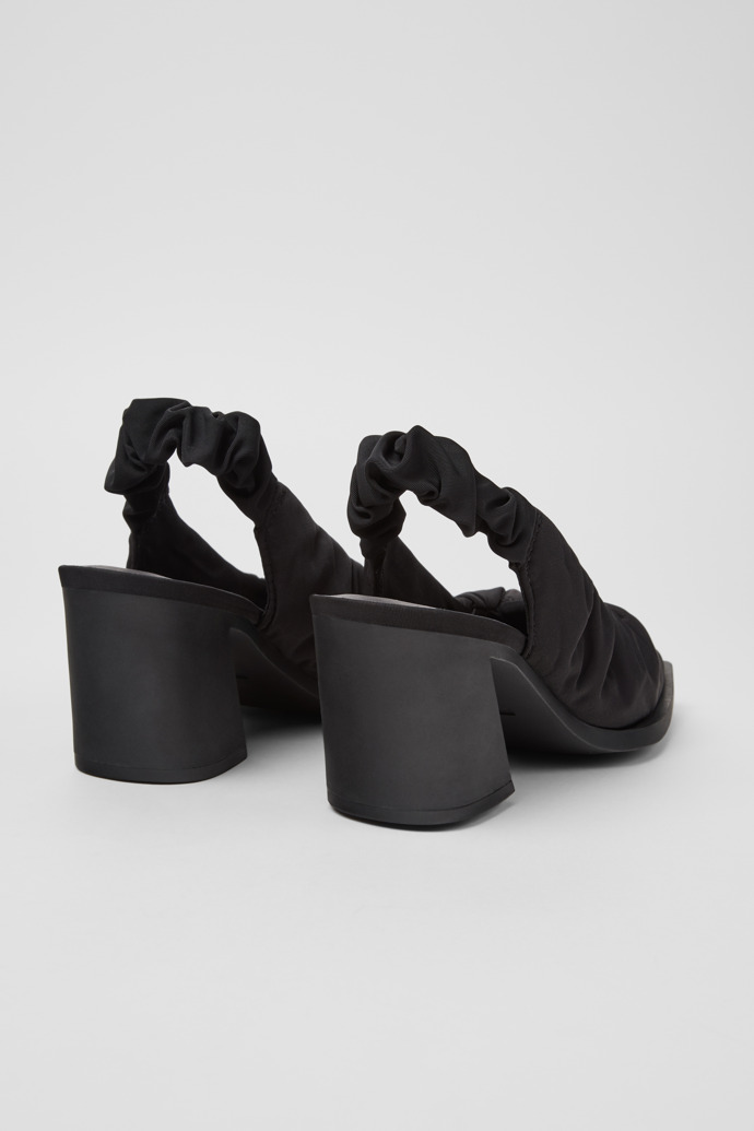 Back view of Karole Black Textile Semi-Open Shoes for Women.