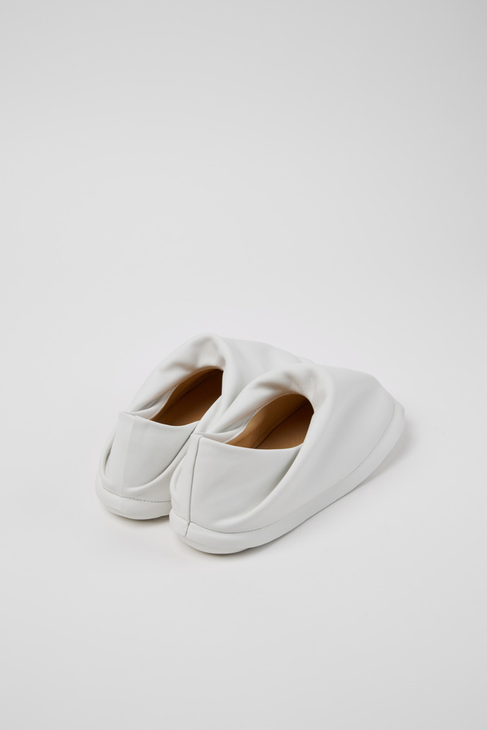 Back view of Camper x ISSEY MIYAKE - Peu Form White Leather Shoes for Women.
