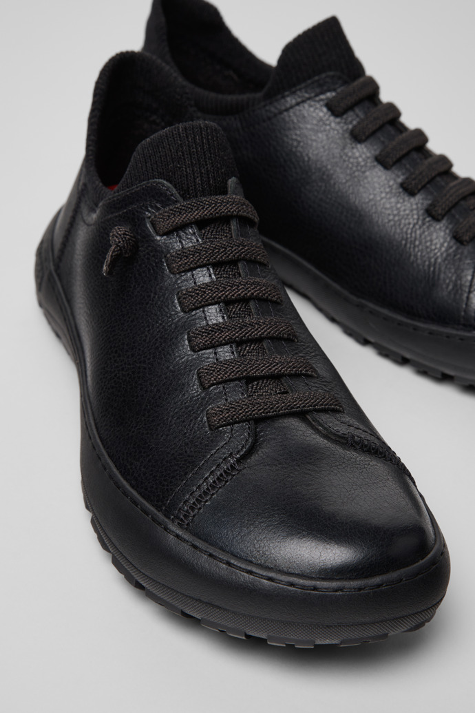 Close-up view of Peu Serra Black Leather Shoes for Women.