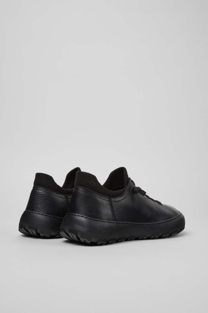 Back view of Peu Serra Black Leather Shoes for Women.