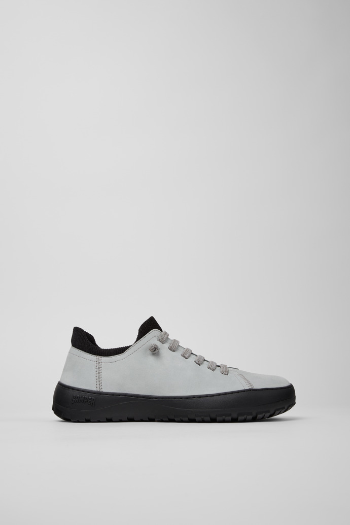 Side view of Peu Serra 360º Durable Gray Leather Sneakers for Women