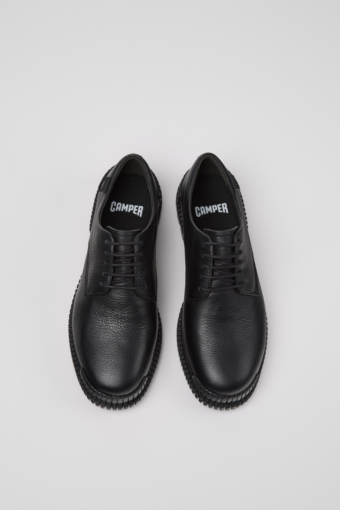 Overhead view of Pix Black Leather Shoes for Women.