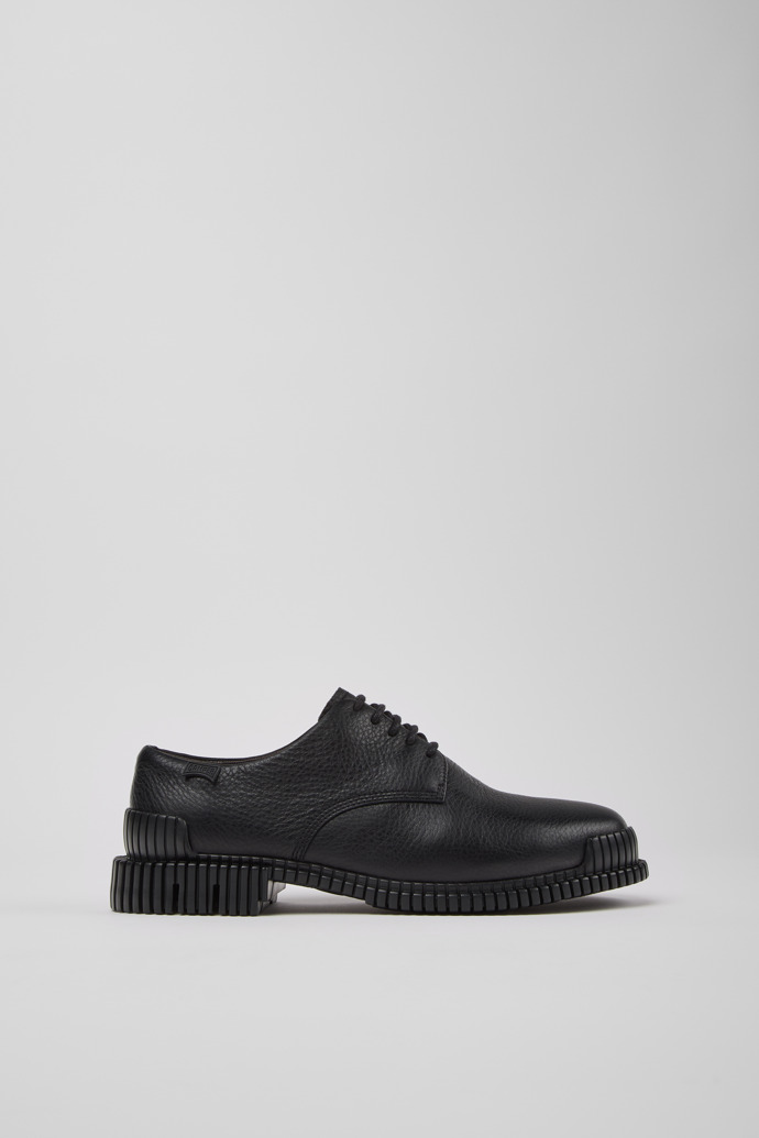 Side view of Pix Black Leather Shoes for Women.