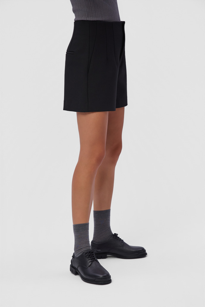Pix Black Leather Shoes for Women.