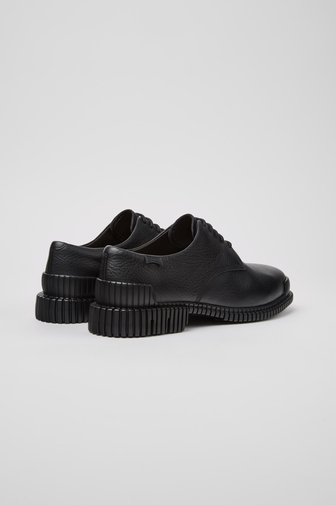 Back view of Pix Black Leather Shoes for Women.