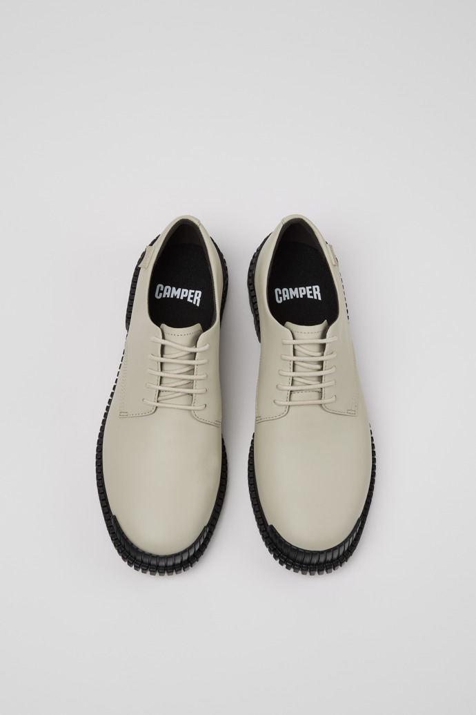Overhead view of Pix Gray Leather Shoes for Women.
