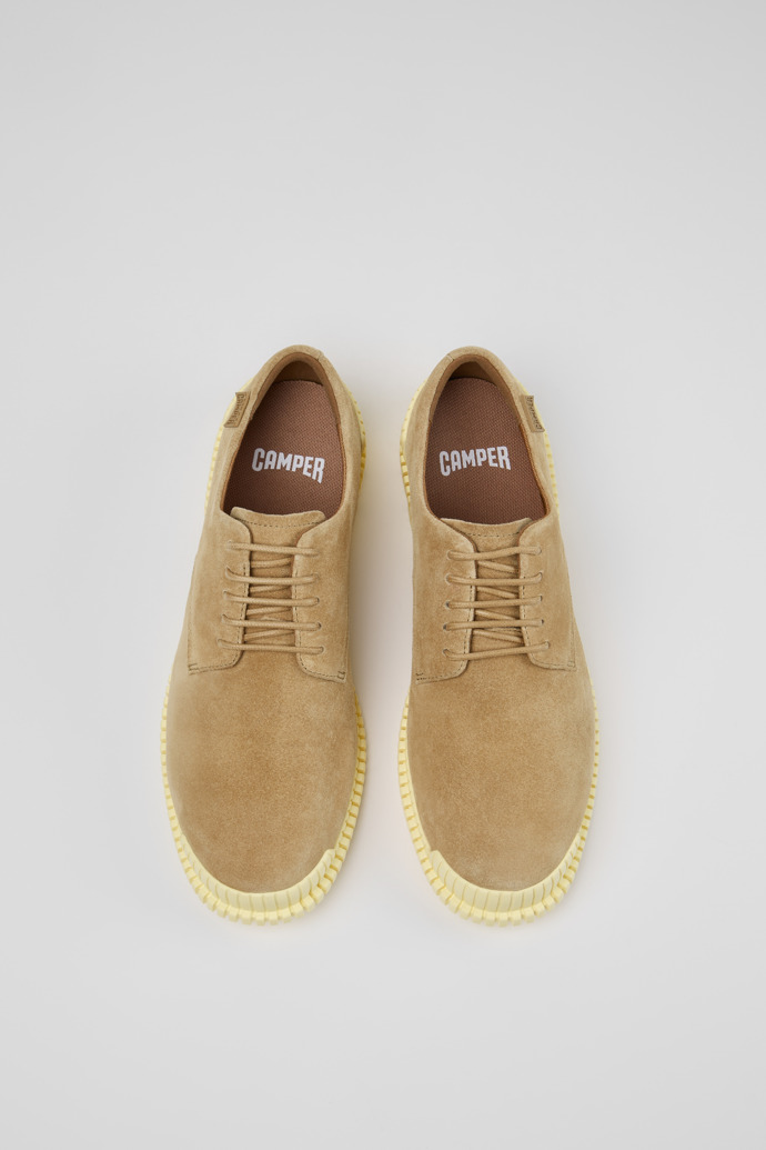 Overhead view of Pix Brown Suede Leather Shoes for Women.