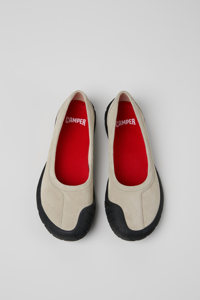 Overhead view of Peu Path Gray Nubuck Sneakers for Women.