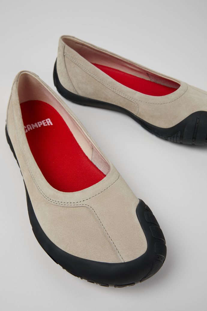 Close-up view of Peu Path Gray Nubuck Sneakers for Women.